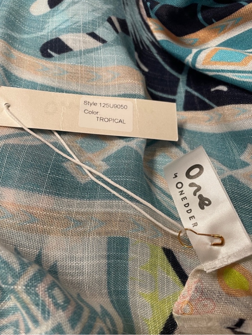Lightweight Pastel Floral & Geometric Kimono Wrap - Pastel Blue O/S - Picture 6 of 7